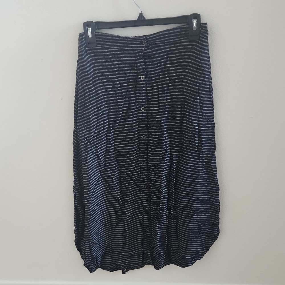 Merona Black and White Striped Midi Skirt